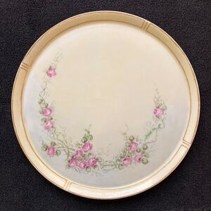Vintage LIMOGES P AND P FRANCE Pink Floral Round Tray